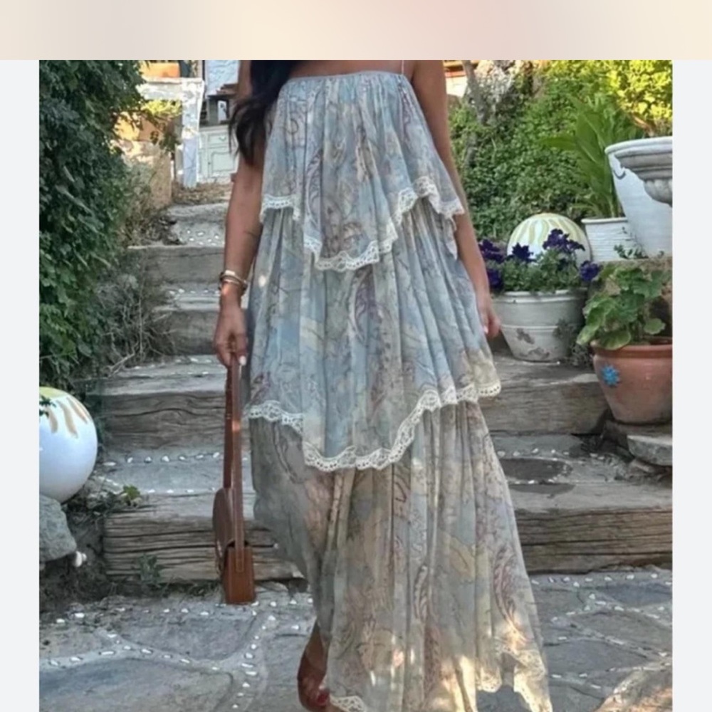 Zara Floral Lace-Trimmed Dress